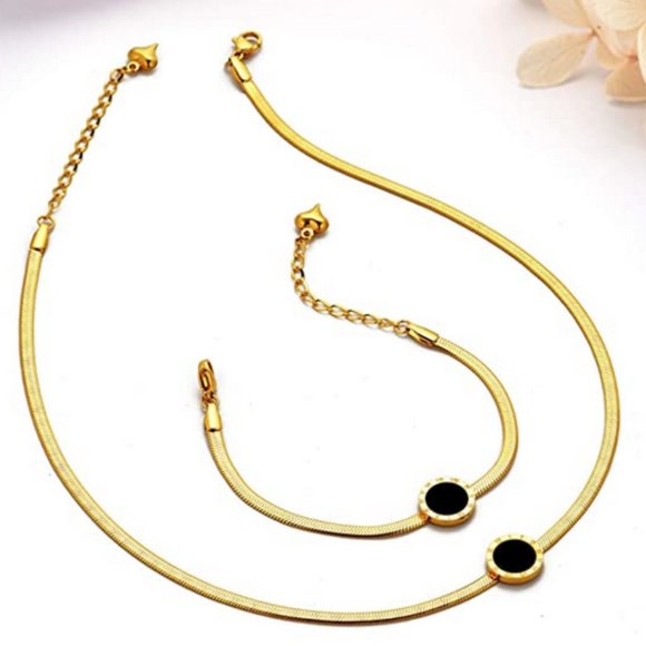 Bracelet-18K Gold Roman Numeral Flat Snake Style - Picture 6 of 6